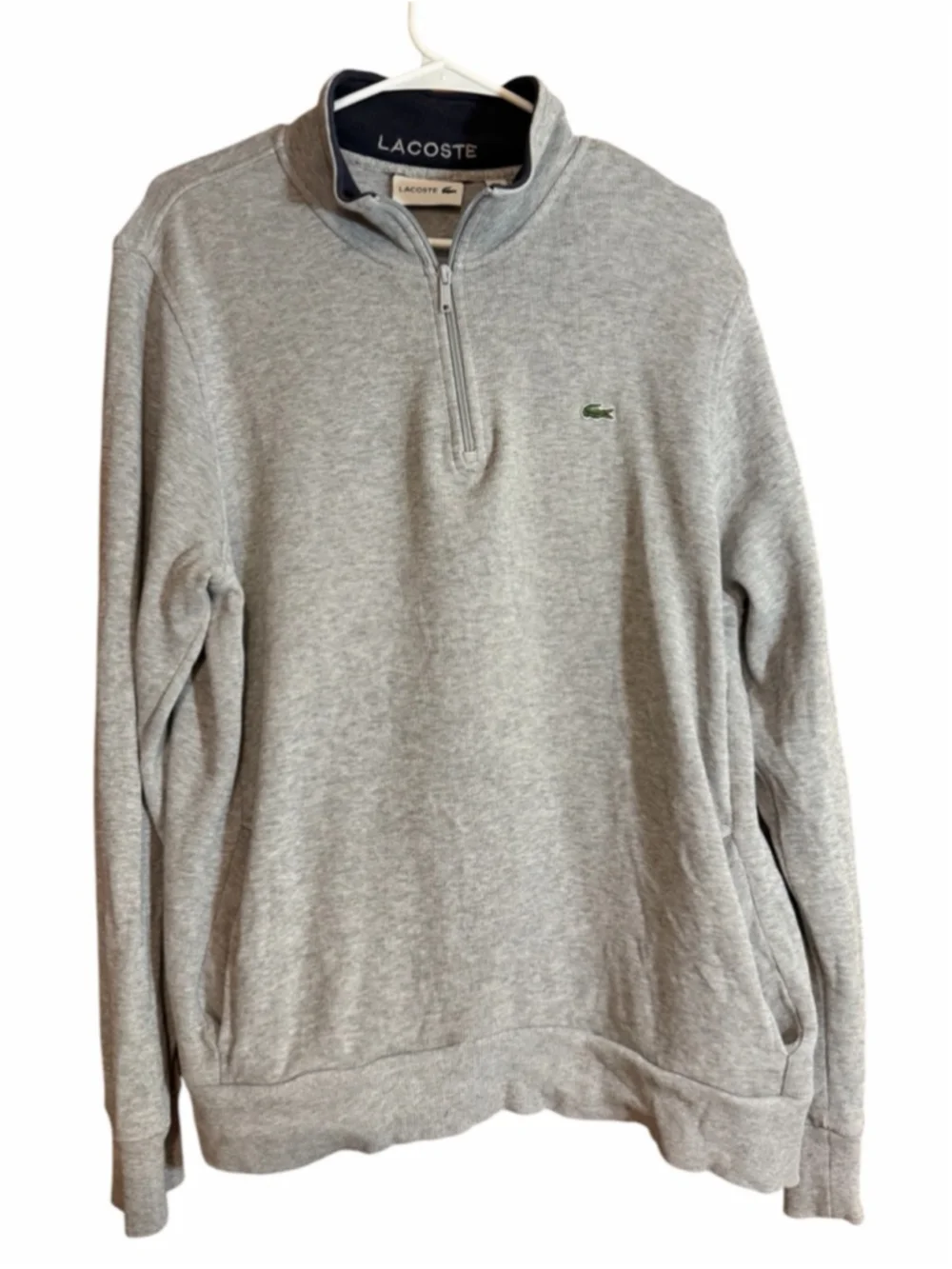 Lacoste light gray quarter zip cotton sweatshirt men’s XL